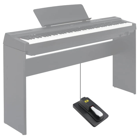 Sustain Pedal Universal Foot Controller Switch For Keyboards Digital Pianos MIDI Synthesizers And Electronic Organs With 6.35mm 1 Quarter Inch Damper Pedal For Half Pedal Function And Expressive Notes On Drum Machines Black shown with keyboard