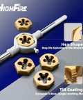All In One 86 Piece Tap And Die Set With Titanium Coated Tools SAE And Metric Standard Large Hex Shape Kit detail