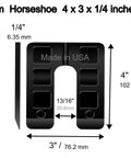 Heavy Duty Plastic U Shape Horseshoe Leveling Shims For Windows And Doors, 1/4 inch thick, 4x3 inches, Made in USA.