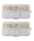 Top Tier 120 Piece Spade Connectors Kit With Heavy Gauge Male And Female Quick Disconnect Terminals In 2.8 4.8 Plus 6.3mm Sizes Perfect For Car Audio Wiring Projects Using Premium Tinned Copper Core For Zero Voltage Drop And Reliable High Current. Two compartment plastic organizer with assorted tinned copper spade terminals
