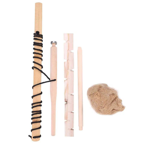 Friction Bow Drill Fire Starter Kit For Outdoor Survival And Camping, Wood Fire Making Tool, components displayed on white