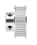 GT2 Timing Pulley 40 Teeth 8mm Bore 6mm Wide Aluminum Alloy Silver 2 Pack CNC Machined Built For Precision Motion Control And Smooth Belt Drive, Ideal For 3D Printers CNC Machines And Robotic Projects, side view