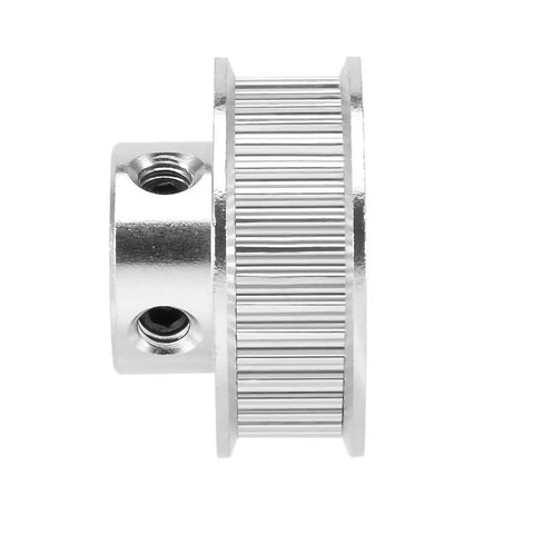 GT2 Timing Pulley 40 Teeth 8mm Bore 6mm Wide Aluminum Alloy Silver 2 Pack CNC Machined Built For Precision Motion Control And Smooth Belt Drive, Ideal For 3D Printers CNC Machines And Robotic Projects, side view