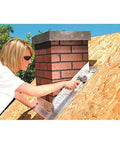Heavy Duty Self Stick Roll Roofing Gray Waterproof Peel and Seal Tape for RV Trailer Homes Low Slope Pitch Roofs applied around a chimney.