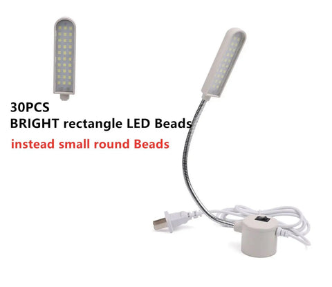 Top Shelf Heavy Duty 30 Led Magnetic Work Lamp With Slick Silicone Gooseneck and Easy Press Button for White Lighting on Sewing Machines Drill Presses Desks and Workbenches, showcasing flexible gooseneck design.