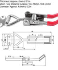 Stainless Steel Adjustable Toggle Clamp Gh-4001-SS with Quick Release, side view showing red grip and dimensions diagram.