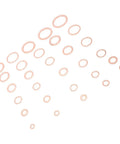 568 Piece Copper Washers Set With 30 Sizes M5 To M28 for oil drain plugs and gasket seals displayed on white background