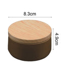 Straight Up Airtight Glass Coffee Canister With Rustic Wood Lid For Fresh Beans Tea Sugar Nuts Wide Mouth Food Storage Jar on a white background.