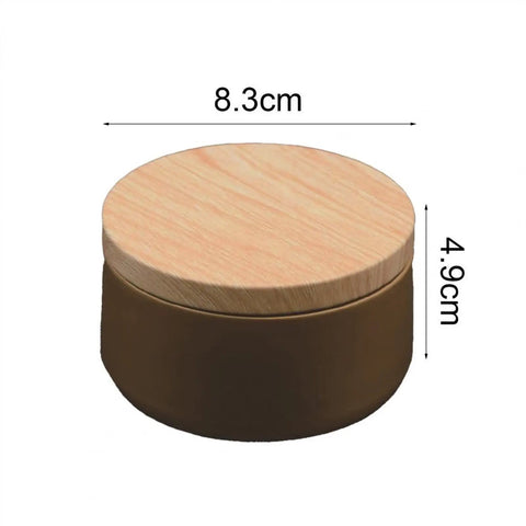 Straight Up Airtight Glass Coffee Canister With Rustic Wood Lid For Fresh Beans Tea Sugar Nuts Wide Mouth Food Storage Jar on a white background.