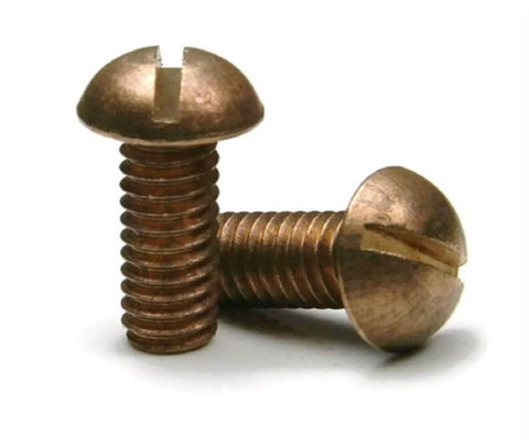 Silicon Bronze Slotted Round Head Machine Screws Size Six-32 Three Quarter Inch Length Pack Of Twenty Five DIY Friendly Slotted Drive For Marine Grade Corrosion Resistant Hardware