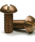 Beefy Slotted Round Head Machine Screws Size 6-32 1-1/4 In 1000 Pack, Corrosion Resistant Marine Grade Fasteners in copper alloy.