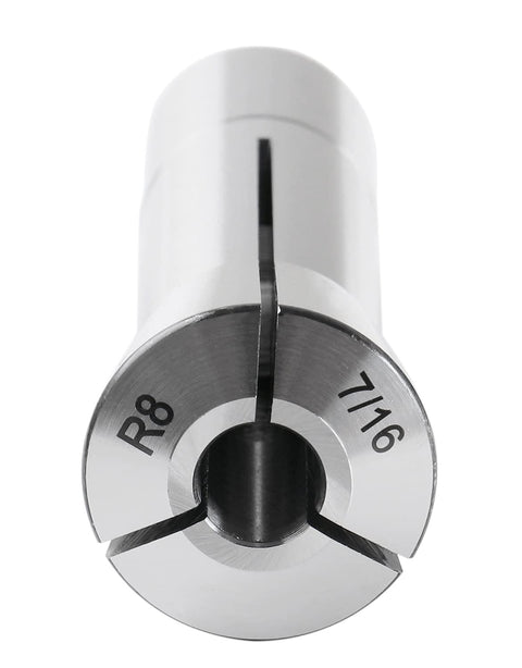 Close-up of a 7/16 inch part from the 13 Piece R8 Collets Set, Precision Ground And Hardened, 1/8 To 7/8 Inch In 16ths