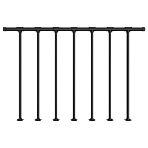 Heavy Duty Metal Deck Railings Kit With Balusters For Porch And Balcony Easy Install Outdoor Wrought Iron Flat Rail System Black