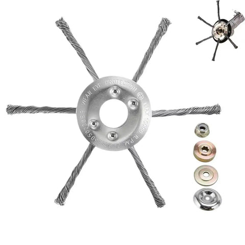 7 Inch Gas Trimmer Head Universal Steel Wire Weed Eater Brush Cutter Head With Install Kit Heavy Duty Replacement parts displayed