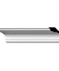 Traditional Urethane Crown Molding, Lightweight Durable, Factory Primed, 2 1/4 In Height, 2 1/4 In Projection, 3 1/4 In Face, 94 1/2 In Length, Easy Install Cut Drilled Glue, Sharp Detail Classic Style on white background