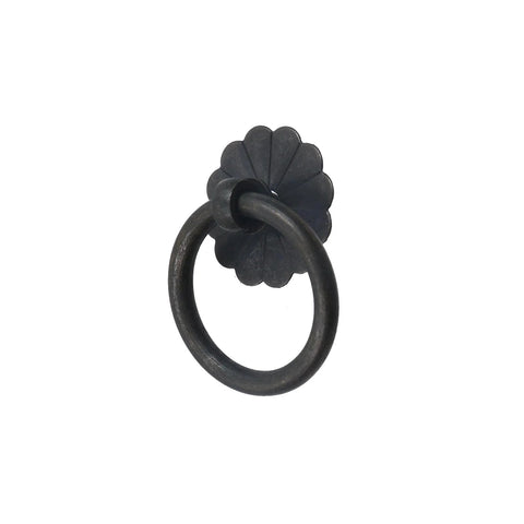 4 Pcs Vintage Style Brass Cabinet Pulls With Screws Black Flower Shape Drawer Ring Knobs For Dresser Hardware 40mm Diameter