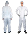 Fresh White Nylon Spray Paint Coveralls With Kickback Ready Lint Free Construction And Lowkey Comfortable Fit For Auto Body Shop Refinishing Industrial Painter Wardrobe And Serious Overspray Defense in front and back view.