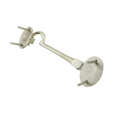 Hella Heavy Duty Solid Cast Brass Swivel Eye Hook Latch With Glimmering Polished Nickel Finish Top Shelf Gate And Cabinet Door Hardware Rust Proof Easy Snap Install Badass Reliable Build