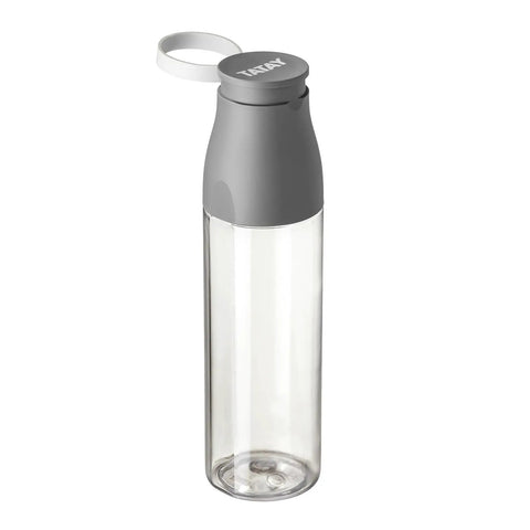 650ml Leakproof Grey Water Bottle With Direct Sip Lid Cup Elastic Carry Strap For Bags Easy Hydration On The Go Safe Durable Bottle