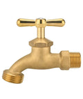 Heavy Duty Solid Brass Outdoor Garden Hose Faucet featuring half inch male NPT to three quarter inch MHT connection.