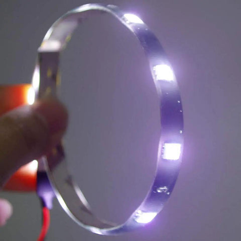 Close-up of 12V Waterproof LED Underbody Light Strip Kit 1 Ft Length 12 LEDs Per Strip displaying bright white light