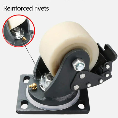 Heavy Duty 360 Degree Swivel Casters With Optional Brakes for Industrial Trolleys and Furniture, reinforced rivets detail