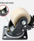 Beefy Heavy Duty Swivel Caster Wheels Set Of 4 With Optional Brakes, reinforced rivets detail, industrial plate castors