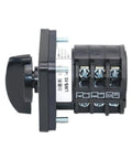 Universal Cam Rotary Selector Switch LW8D 10A 660V Manual Changeover Power Switch Ideal For Generators And Industrial Equipment Premium Silver Alloy Contacts For Reliable Heavy Duty Control, black side view with terminals