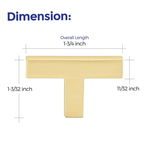 Top Shelf Brushed Gold Cabinet Handles Hella Sturdy Single Hole Drawer Pulls Two Inch Long Solid Zinc Hardware No Nonsense Thirty Pack dimensions