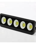 JUDYSSY 220 Led Flood Llight 50W Ip65 Waterproof Landscape Outdoor Housing Garden Lighting Wall Lamp Reflector Project Floodlight for Court,Garden,Warehouse,Warm Whiteb in black with five LED bulbs.