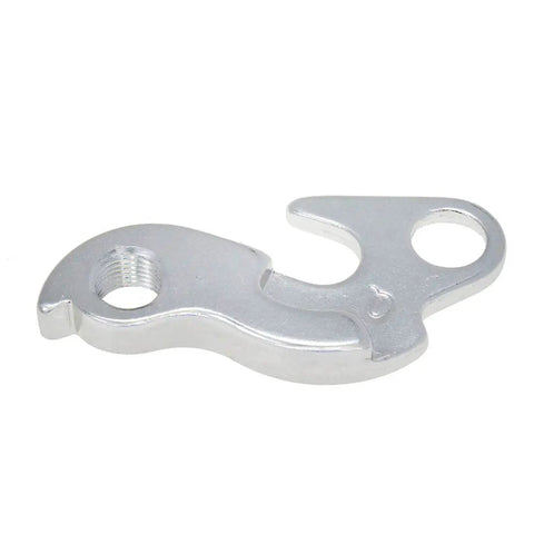 Close-up of silver aluminum alloy piece from Two Pack Bike Derailleur Hanger With Bolts For Cyclocross, Mountain, And Road Bikes.