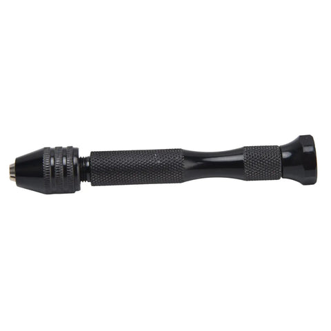 Knockout Mini Aluminum Pin Vise Hand Drill Featuring A Tight 0.3 To 3.4 Mm Chuck, side view showing grip and chuck.