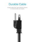 Close-up of plug from Six Outlet Surge Protector Power Strip With 735 Joules Of Surge Protection Overload Shield Two Foot Cord