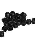 Close-up of multiple black screws from 5Pcs CNC Motor Jaw Shaft Coupler Set Anti Burr Universal Shaft Coupling Durable Steel