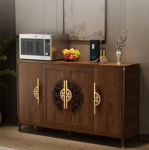 Top Notch Vintage Brass Cabinet Pulls Set Semi Circular Gold Dresser Handles on wooden cabinet in kitchen setting
