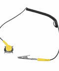 Grounding cord with clip from Pro Grade Anti Static Work Mat With Wrist Strap And Grounding Cord For Electronics Repair And PC Building 11 8 By 15 7 Inches ESD Safe Bench Pad With Surface Resistivity 106 To 109 Ohms For Peak Static Protection