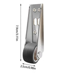 Heavy Duty Vertical Track Roller Wheels And Bottom Support Casters For Sliding Gates 2 Piece Kit showing a chrome bracket and a black wheel.