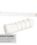 Top Shelf Anti Static Fingertip Protectors White Latex Finger Cots No Sweat Safety Gloves stretching to show flexibility.