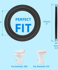 RV Toilet Flush Ball Seal Replacement Kit For Dometic 300, 310, And 320 Toilets, 4 Inch Outer Diameter, 2.6 Inch Inner Diameter, 2 Pack, Equivalent To Part 385311658, Durable Rubber Gasket Replacement, shown with size and toilet fit