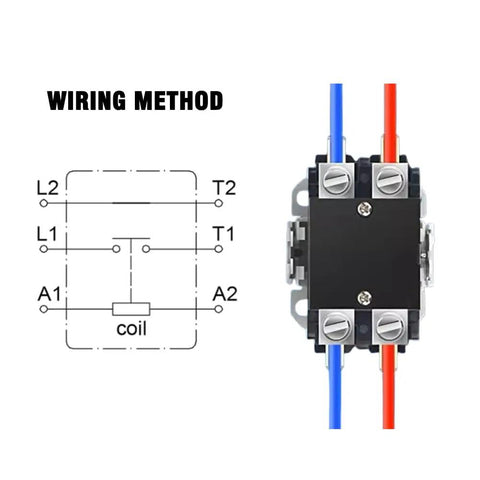 AC Contactor 1 Pole 25A 24V Workhorse Heavy Duty Definite Purpose Relay wiring diagram and terminals view
