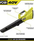 Powerhouse 40V Cordless Leaf Blower Tool Only With 120 MPH Air Speed And 550 CFM, Battery Not Included, Lightweight, Green Body