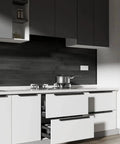 Modern kitchen with Vinyl Wall Planks Self-Adhesive Peel And Stick Panels For Walls Ebony Black 12 Pcs (18 Sq Ft) Box backsplash