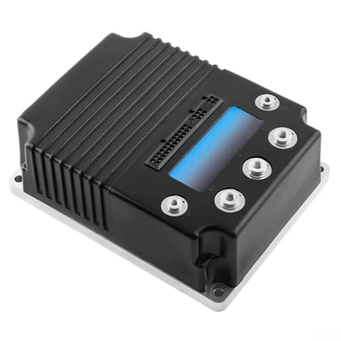 DC motor controller 36V-48V 400A in black enclosure with blue display, screw terminals for golf cart applications