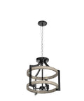 Versatile 3 Light Farmhouse Chandelier With Adjustable Height Pendant Or Semi Flush Mount Rustic Ceiling Light Fixture, wood frame