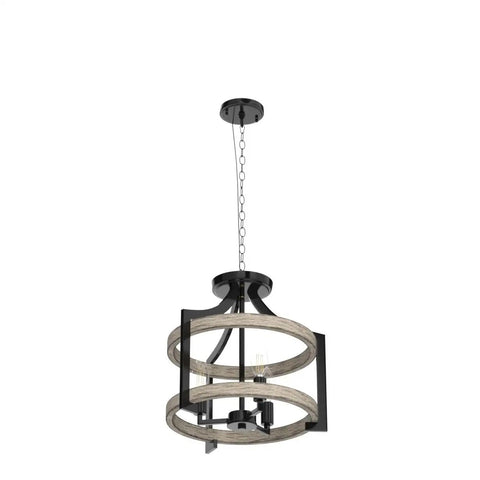 Versatile 3 Light Farmhouse Chandelier With Adjustable Height Pendant Or Semi Flush Mount Rustic Ceiling Light Fixture, wood frame