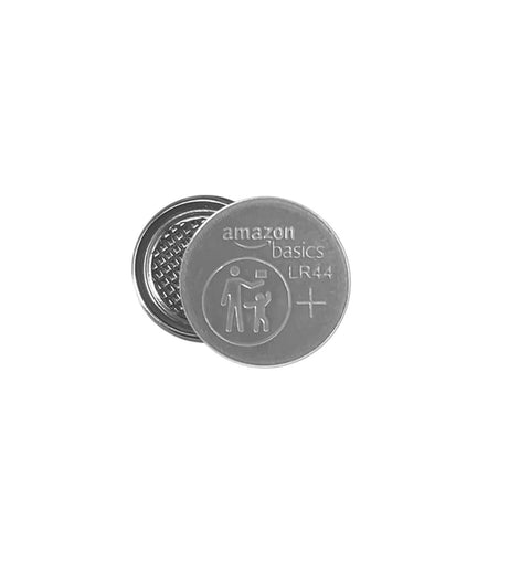 12 Pack LR44 Alkaline Button Cell Batteries showing a single battery with clear labeling for reliable 1.5 Volt power.