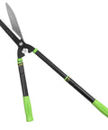 Heavy Duty Telescoping Hedge Shears 23 To 30 Inches With 20 Degree Angled Head Rust Proof Carbon Steel Blades Ergonomic Grip No Ladder Needed