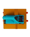 Slick Handheld Wall Scanner And Knockout Rebar Locator With Smart Concrete Thickness Gauge on an orange background.