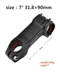 Lightweight 31.8mm MTB Handlebar Stem With -7 Degree Angled Rise Fits 31.8mm Bars And 28.6mm Steerer 90mm Length