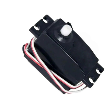 Heavy Duty 1/10 Electronic Servo Motor Dropping Beast Mode Torque With No Sweat Moisture Armor For Rock Solid Scale Model Mods And Dead Simple Rc Part Swaps, view of black servo motor with wiring.